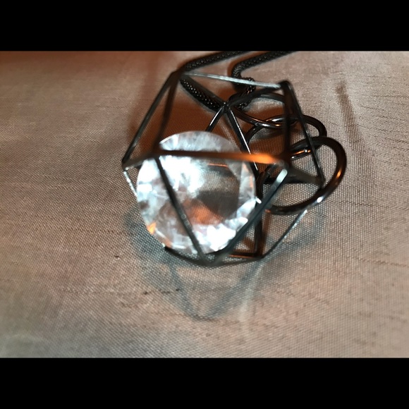 Black Chain with Octagon and faux Diamond detail. - Picture 2 of 3